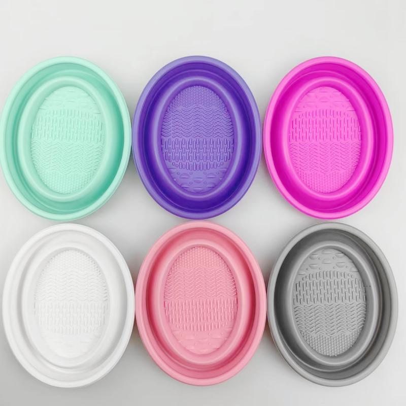 Beauty Makeup Brushes - Tigela dobrável para limpeza de pó,