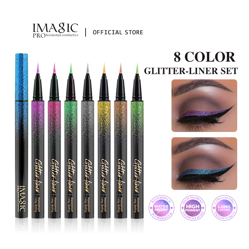 Beauty Makeup Images - Imagic-conjunto de delineador glitter, 8 cores,