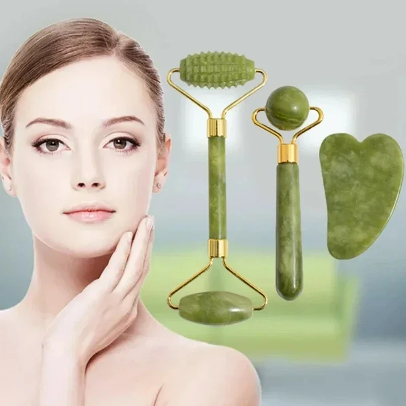 Jade Roller Gua Sha - Rolo de jade natural rosto gua