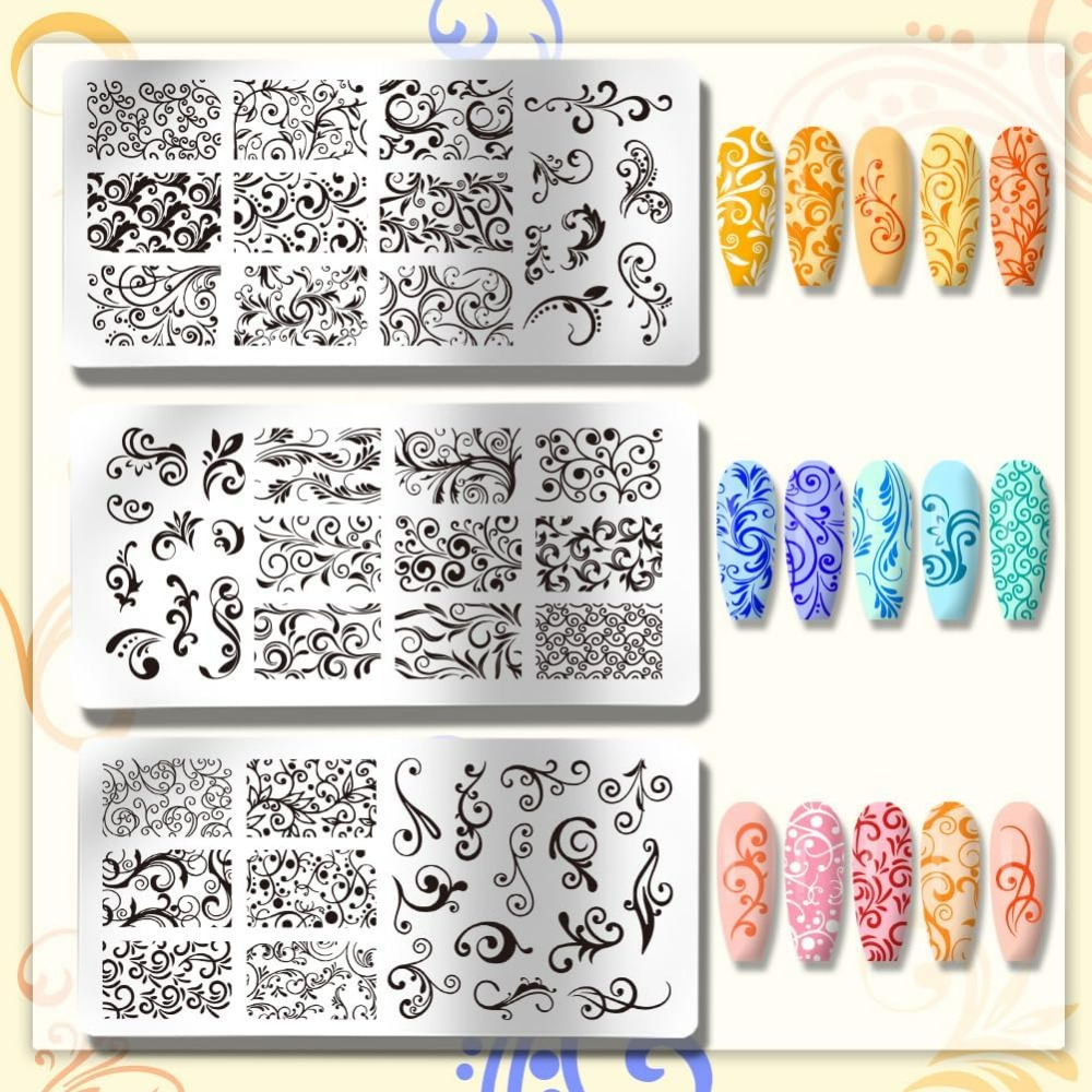 3 pçs padrão de redemoinho mod - Nail Art Stamping Kit avaliação e preço