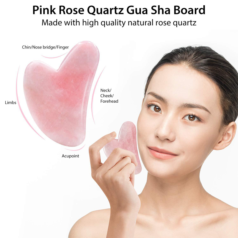Rosa natural de quartzo jade r - Jade Roller Gua Sha avaliação e preço