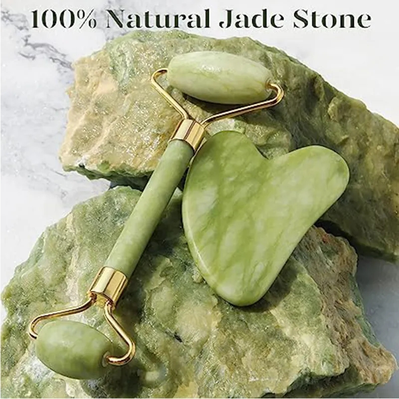 Rolo de jade natural gua sha c - Jade Roller Gua Sha avaliação e preço