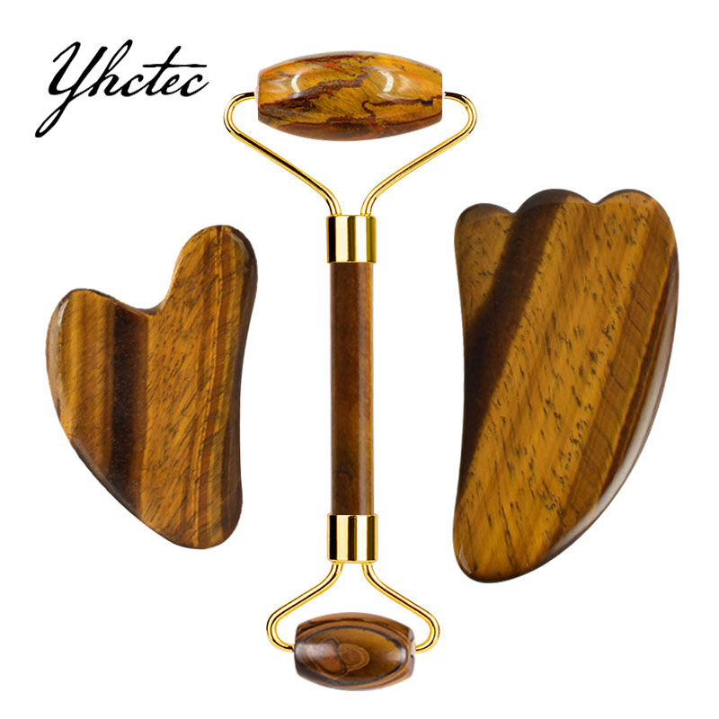 Natural olho de tigre pedra gu - Jade Roller Gua Sha avaliação e preço