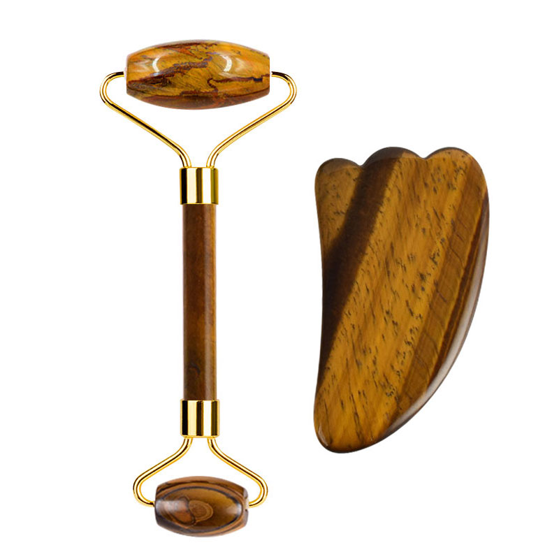 Natural olho de tigre pedra gu - Jade Roller Gua Sha avaliação e preço