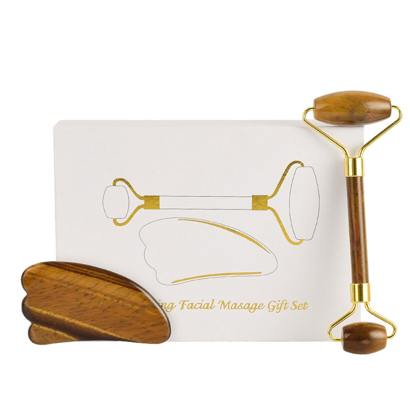 Natural olho de tigre pedra gu - Jade Roller Gua Sha avaliação e preço