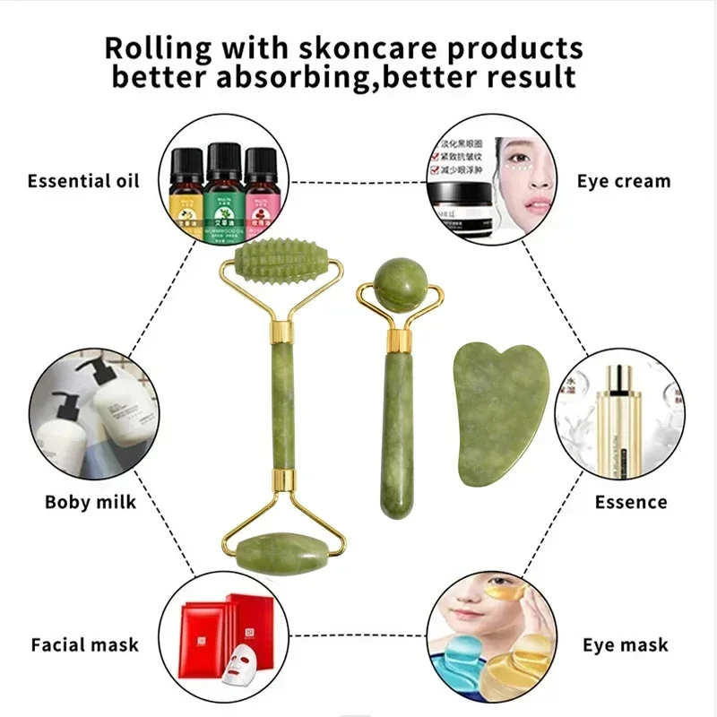 Rolo de Jade Natural para o Ro - Jade Roller Gua Sha avaliação e preço