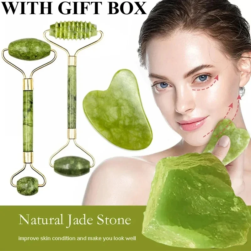 Rolo de Jade Natural para o Ro - Jade Roller Gua Sha avaliação e preço