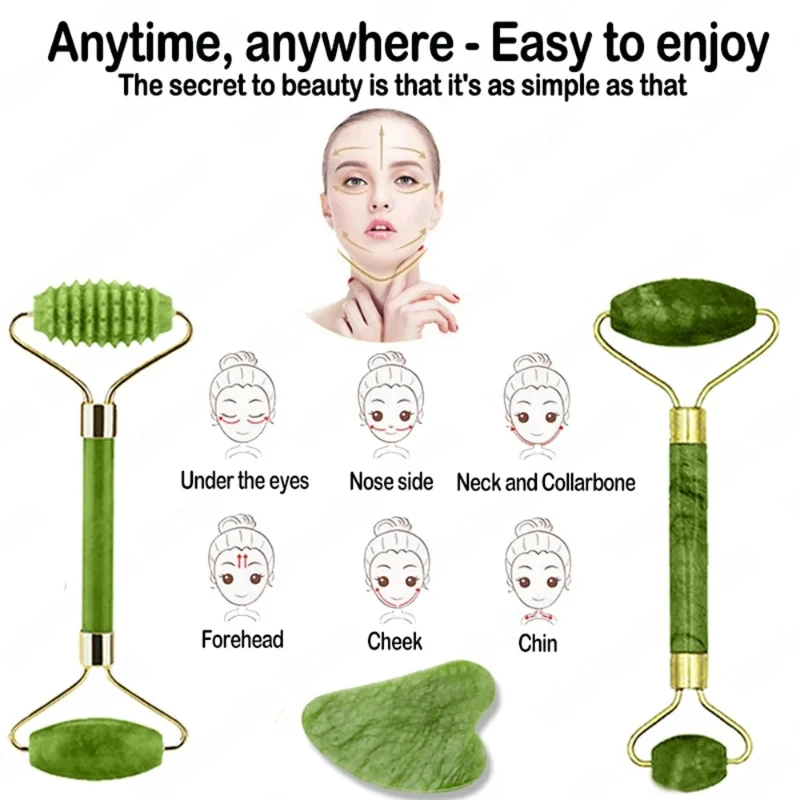 Rolo de Jade Natural para o Ro - Jade Roller Gua Sha avaliação e preço
